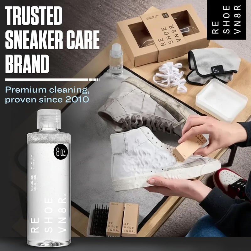 RESHOEVN8R Shoe Cleaning Solution, 8 oz - Sneaker Cleaner & Shoe Care for Canvas, Leather, Mesh, Suede, White, & Nubuck Shoes - Shoe Cleaner Sneakers Kit Solution in Easy-to-Use Bottle - 60-100 Uses - Image 5